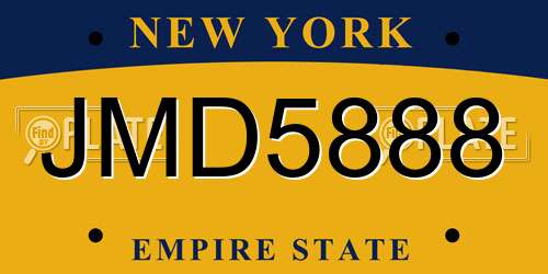 JMD5888 New York License Plate