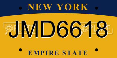 JMD6618 New York License Plate