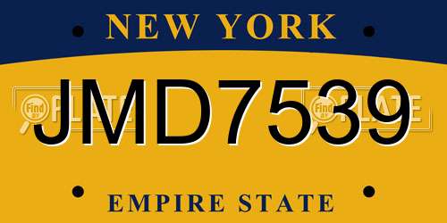 JMD7539 New York License Plate