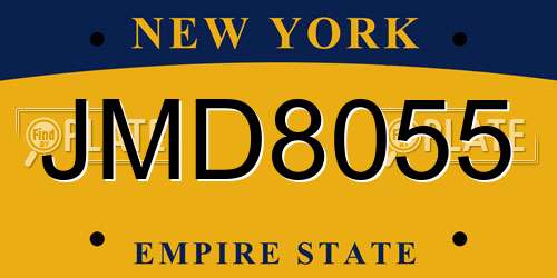 JMD8055 New York License Plate