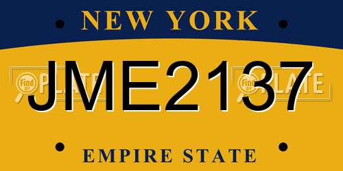 JME2137 New York License Plate