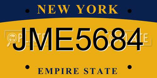 JME5684 New York License Plate