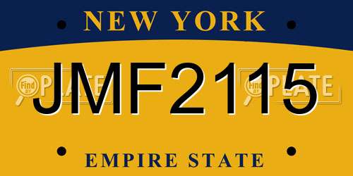 JMF2115 New York License Plate