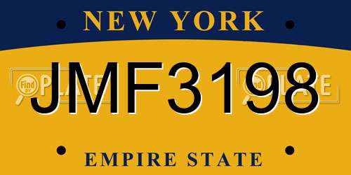 JMF3198 New York License Plate