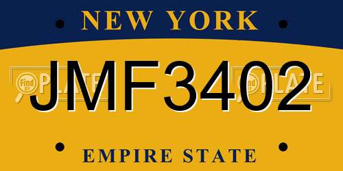 JMF3402 New York License Plate