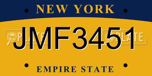 JMF3451 New York License Plate