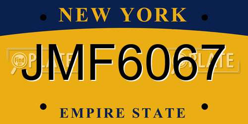 JMF6067 New York License Plate
