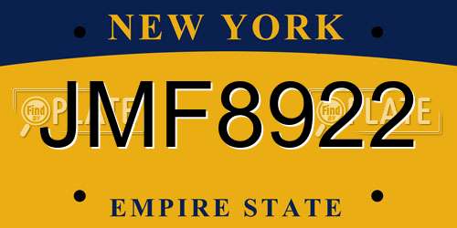 JMF8922 New York License Plate