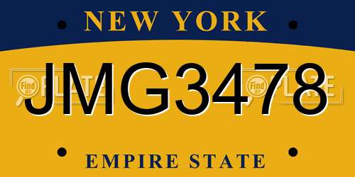 JMG3478 New York License Plate