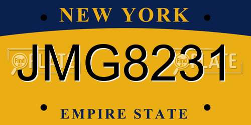 JMG8231 New York License Plate
