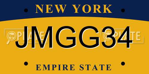 JMGG34 New York License Plate