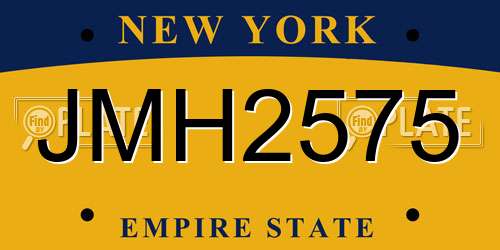 JMH2575 New York License Plate