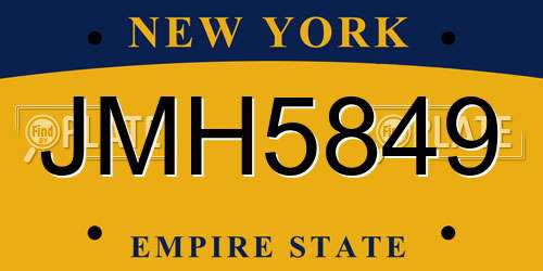 JMH5849 New York License Plate