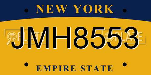 JMH8553 New York License Plate