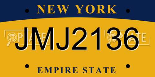 JMJ2136 New York License Plate