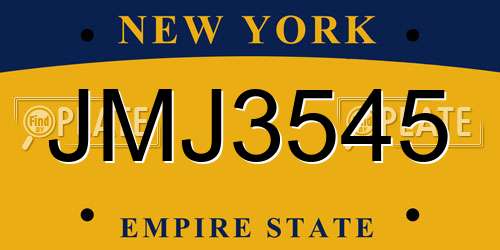 JMJ3545 New York License Plate