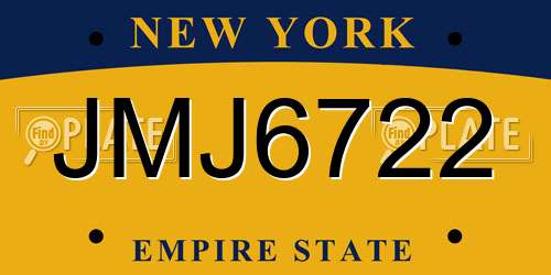 JMJ6722 New York License Plate