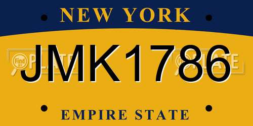 JMK1786 New York License Plate