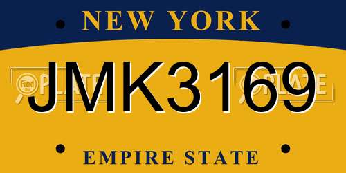 JMK3169 New York License Plate