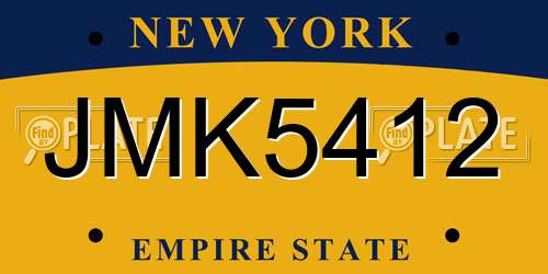 JMK5412 New York License Plate