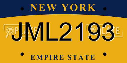 JML2193 New York License Plate