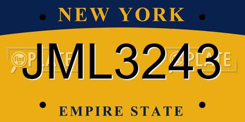 JML3243 New York License Plate