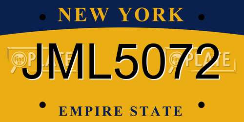 JML5072 New York License Plate