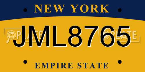 JML8765 New York License Plate
