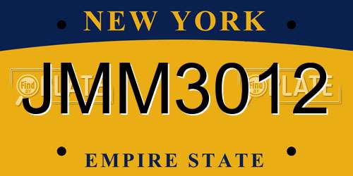 JMM3012 New York License Plate