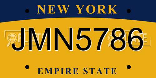 JMN5786 New York License Plate