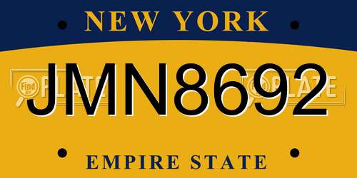 JMN8692 New York License Plate