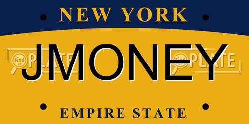 JMONEY New York License Plate