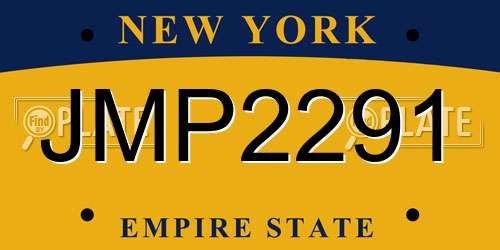 JMP2291 New York License Plate