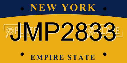 JMP2833 New York License Plate