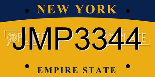 JMP3344 New York License Plate