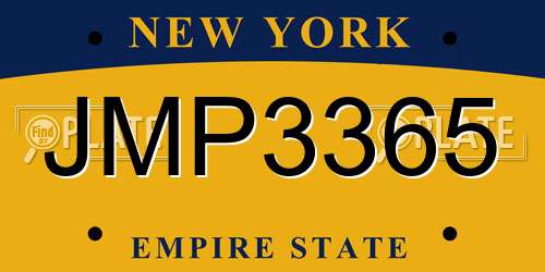 JMP3365 New York License Plate