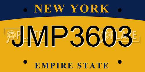 JMP3603 New York License Plate