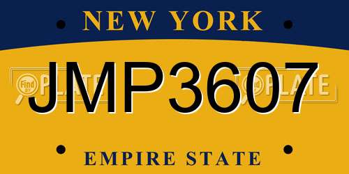 JMP3607 New York License Plate