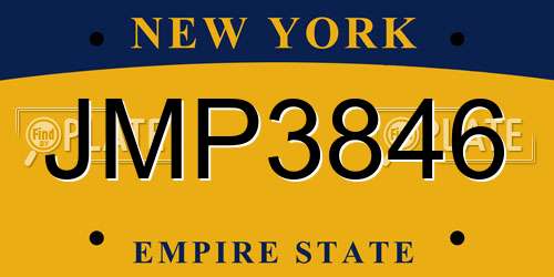 JMP3846 New York License Plate