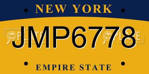 JMP6778 New York License Plate