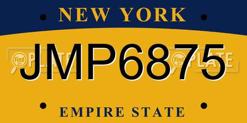JMP6875 New York License Plate