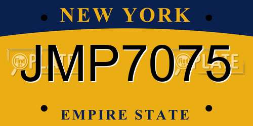 JMP7075 New York License Plate