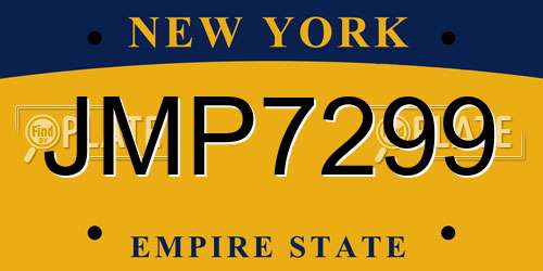 JMP7299 New York License Plate