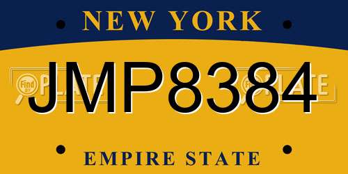 JMP8384 New York License Plate