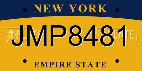 JMP8481 New York License Plate