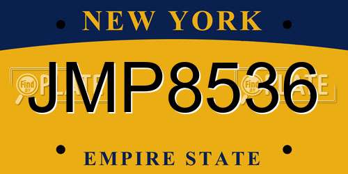 JMP8536 New York License Plate