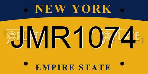 JMR1074 New York License Plate