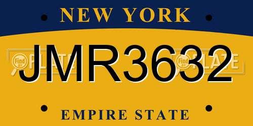 JMR3632 New York License Plate