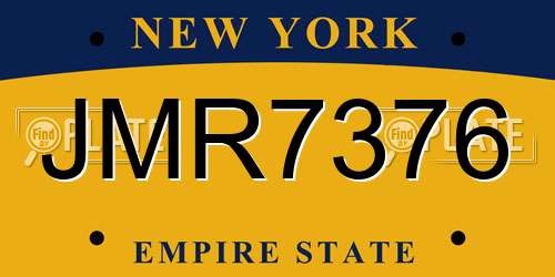 JMR7376 New York License Plate