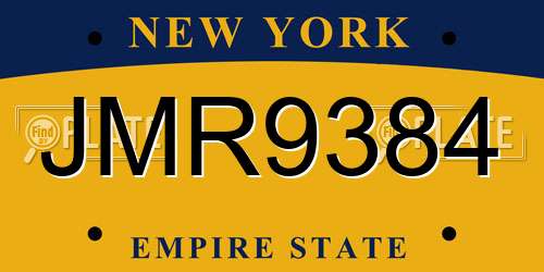 JMR9384 New York License Plate